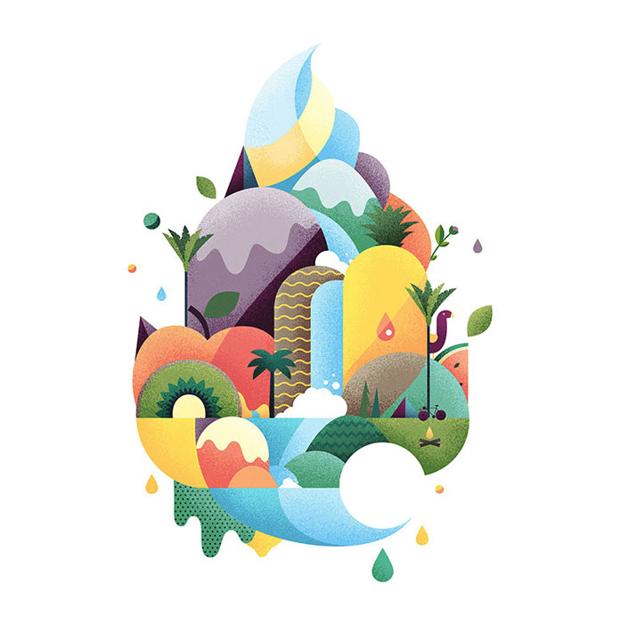 Illustrations created by Brett King for the brand identity.