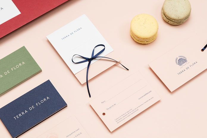 Stationery and branding materials.