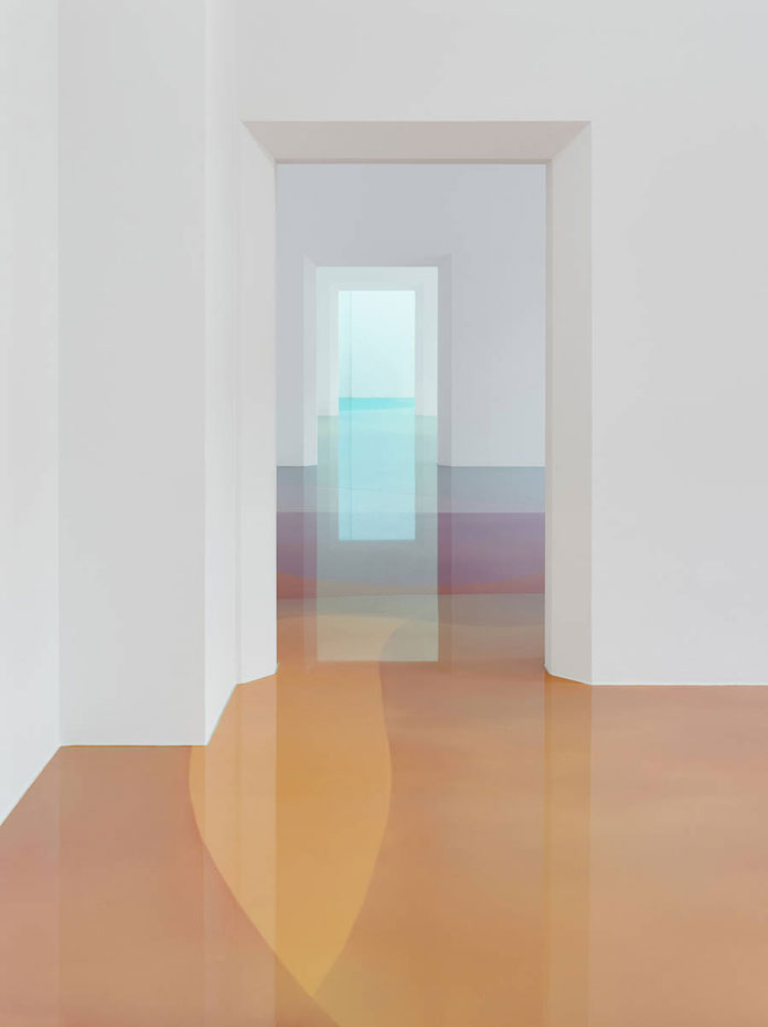 A colorful, dry flood in the rooms of School of Freiburg, Germany.