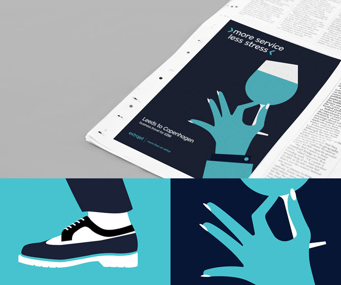 The newspaper combines uniform colors, typography, messaging, and imagery.