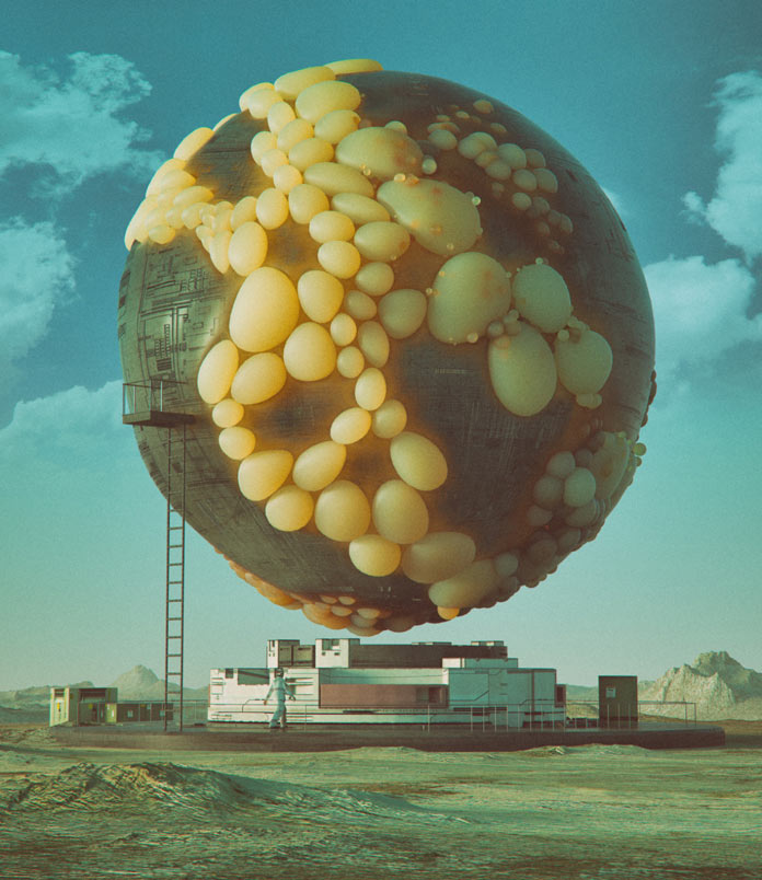 Sci-fi inspired digital artwork with Cinema 4D.