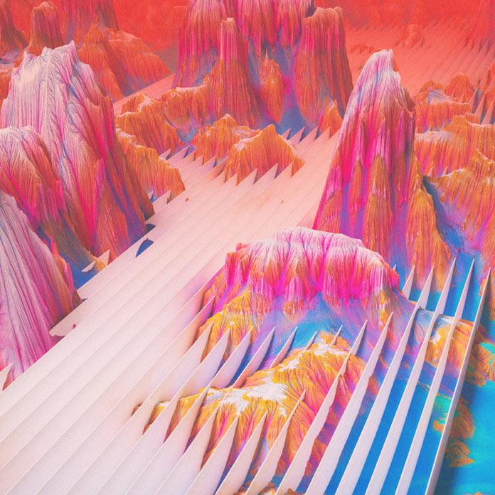 Surreal and colorful landscape 3D modeling.