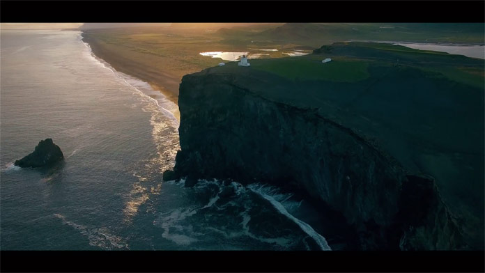 The video includes footage of steep cliffs, old glaciers, high mountains and deep canyons.