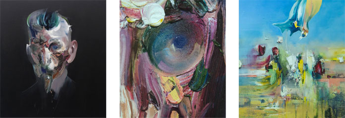 Samuel, Phthalo (detail), Landscape #1 (detail) – all three paintings were created by South African artist Ryan Hewet in 2016.
