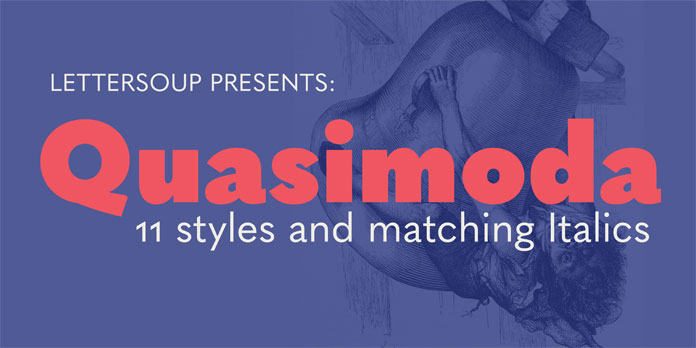 Quasimoda font family by Botio Nikoltchev of Lettersoup. Quasimoda font family by Botio Nikoltchev of Lettersoup.