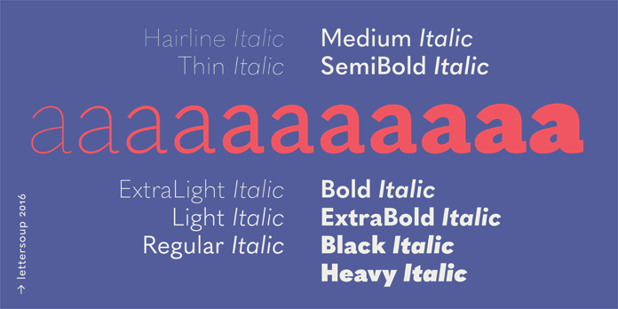 11 weights plus italics 11 weights plus italics