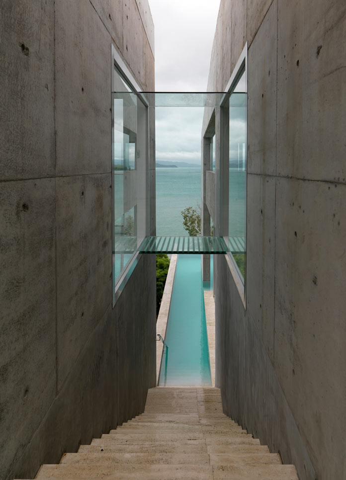Staircase down to the pool.