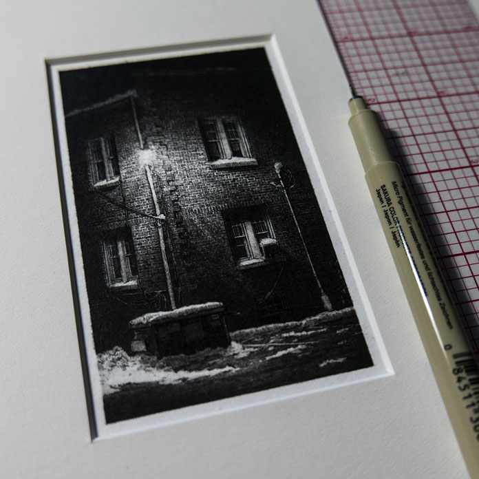 A dark backyard on a cold winter night. A dark backyard on a cold winter night.