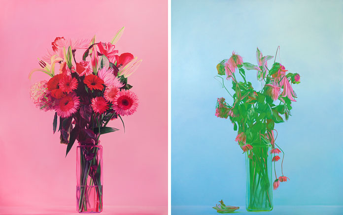 Left painting: "Because I Wanted Them To Last Forever"; right painting: "Because Nothing Ever Does"