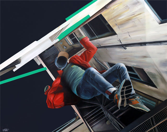 CHUTE LIBRE – painting by John Kviar.