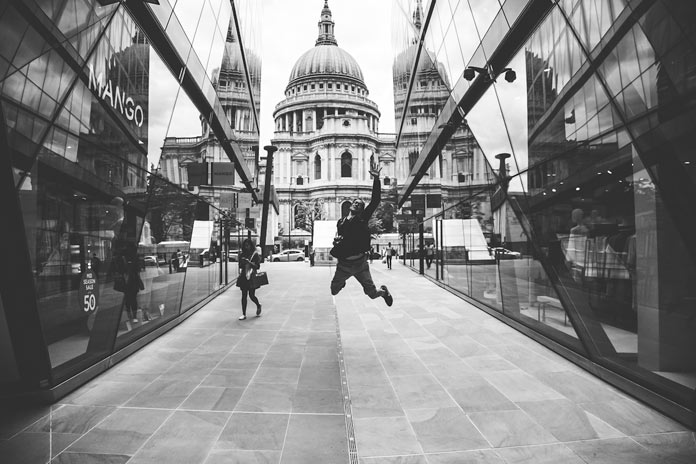 Modern and old architecture side by side.