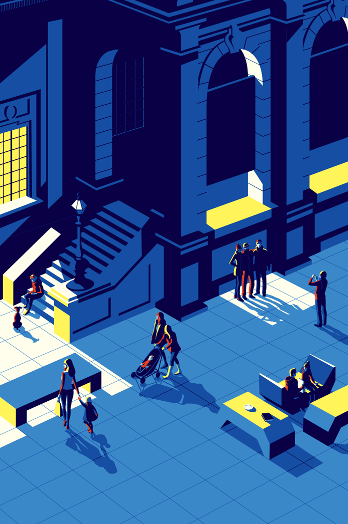 Each illustration has been made using a limited color scheme.