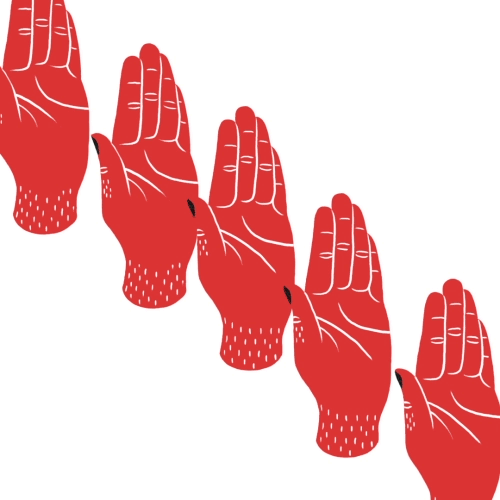 Giving high five.