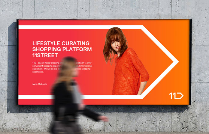 Billboard ad in the pedestrian zone.