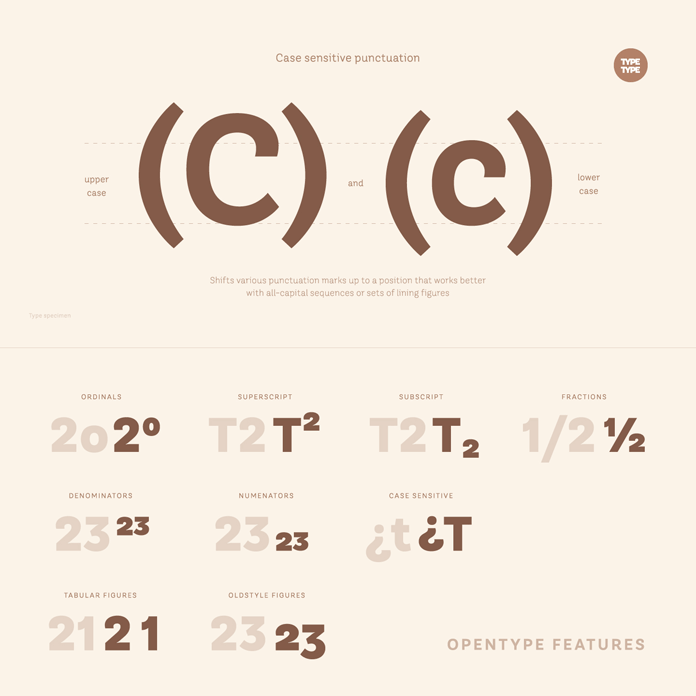 OpenType features.