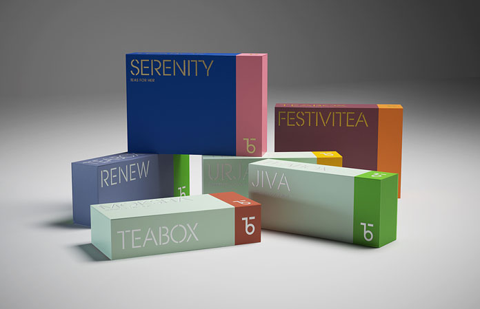 Colorful tea boxes.