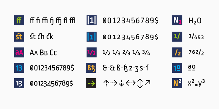 OpenType features.