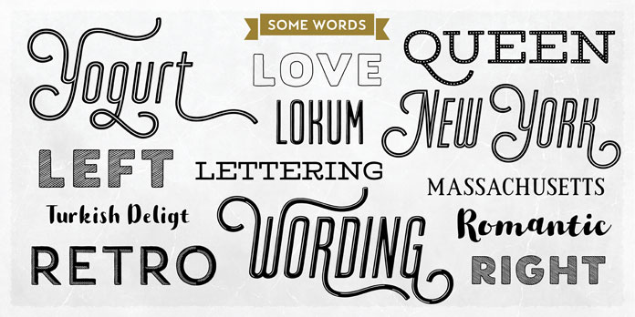 Some words in different styles.