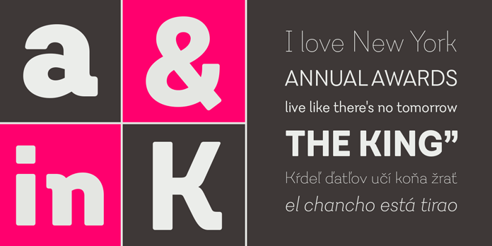 Javiera, a geometric sans serif designed by Enrique Hernandez.