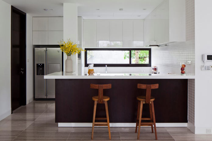 Interior design, open kitchen.