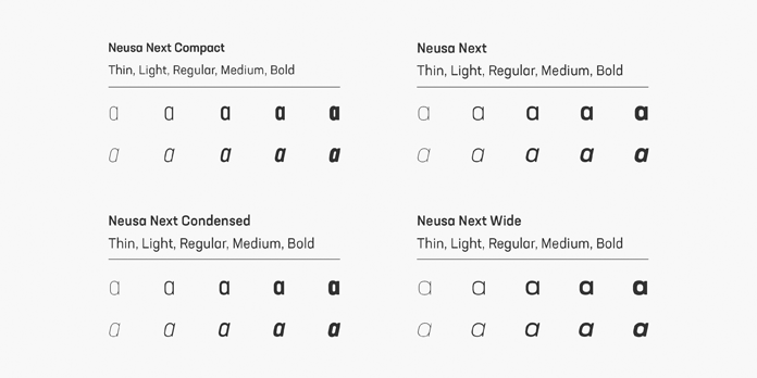 Neusa Next Pro: Compact, Regular, Condensed, Wide. Neusa Next Pro: Compact, Regular, Condensed, Wide.