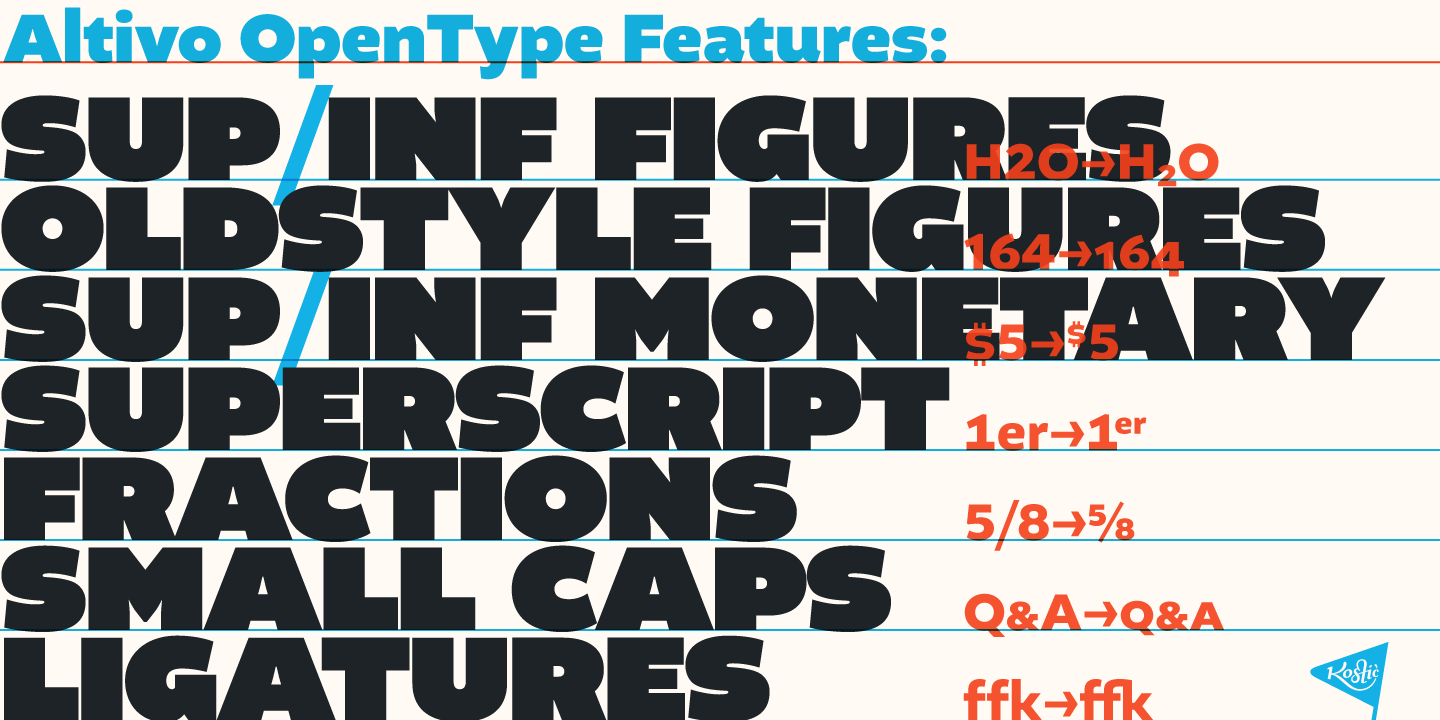 Altivo OpenType features.