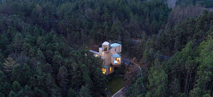 Qiyunshan Tree House by Bengo Studio, Located in Huangshan, China.