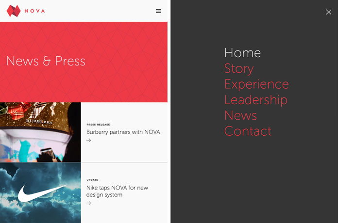 TRÜF, NOVA website responsive mobile look.