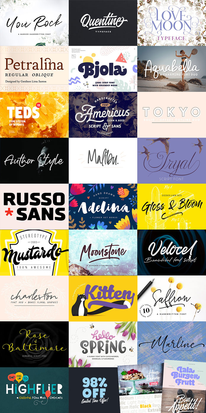 Overview of all included fonts.