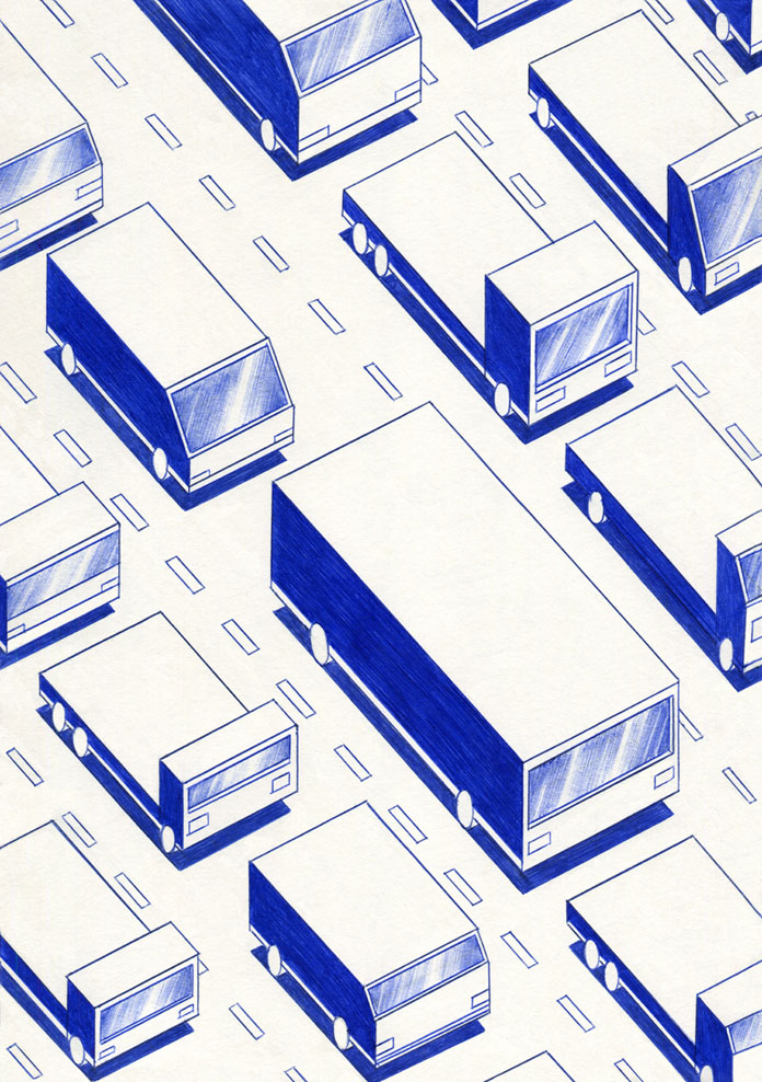 Traffic, 21 x 29,7 cm, ink on paper, Kevin Lucbert, 2015