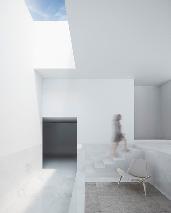 Clean intersections of white rectangular shapes.