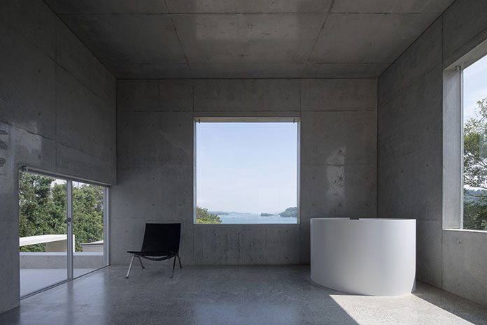 The modern ambience is characterized by clean, rectilinear forms.