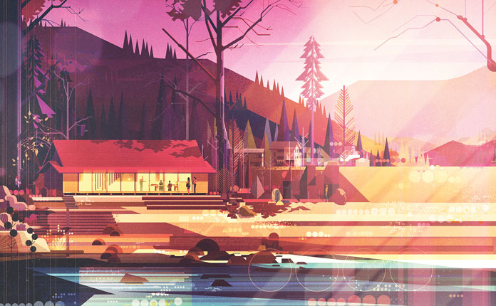 James Gilleard Illustrations, A lovely home in the woods. James Gilleard Illustrations, A lovely home in the woods.