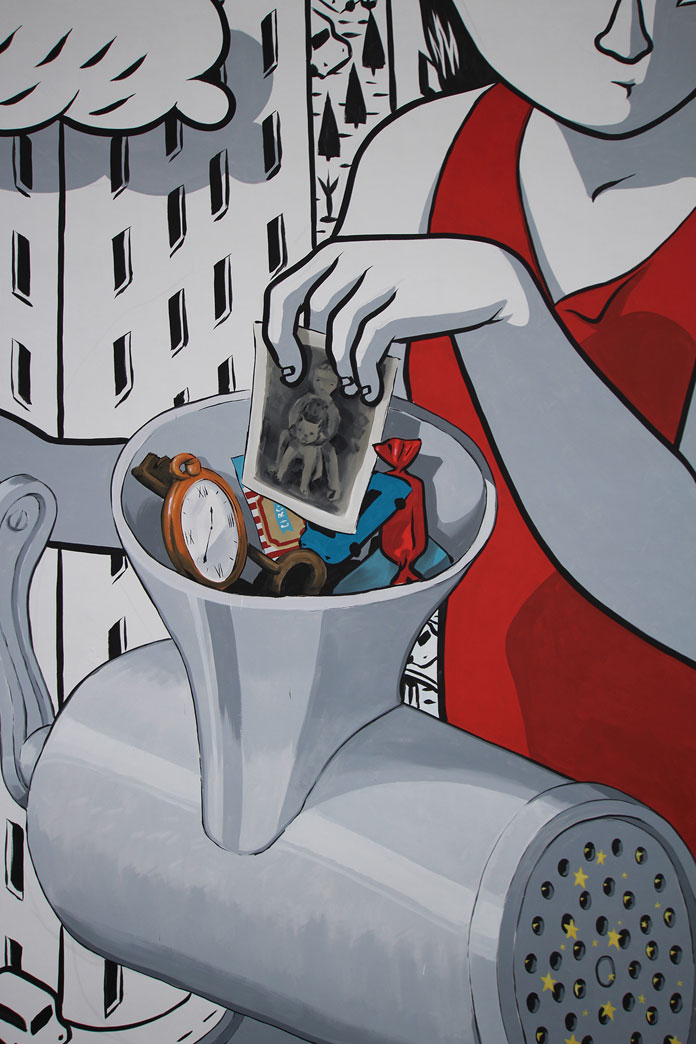 Detail view of the artwork.