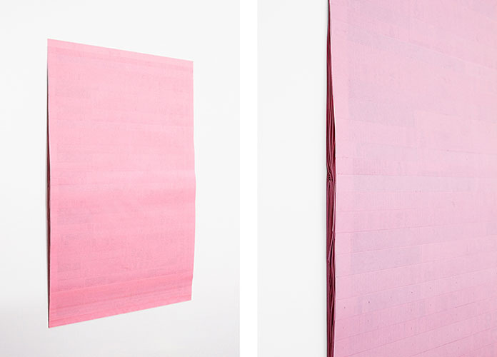 Gemis Luciani, Empty Area - folded newspaper on dibond with frame.