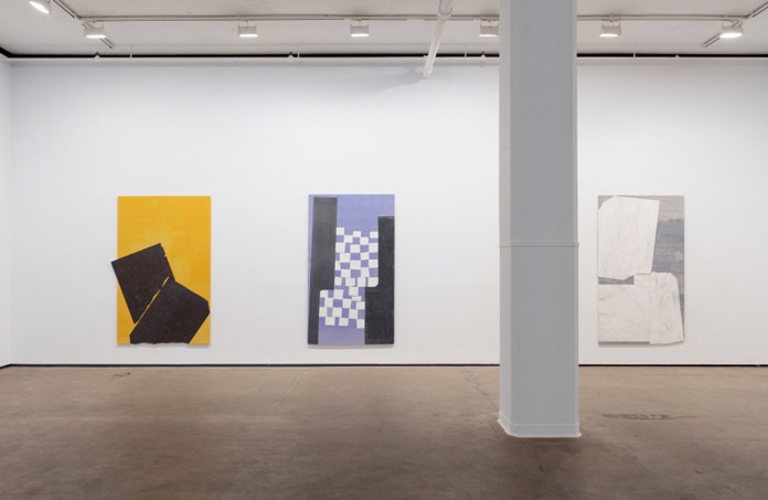 Installation view of Sam Moyer: Wide Wake at Sean Kelly gallery in New York City, Image by JSP Art Photography