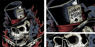 Artwork by Derrick Castle for a brand called Highway Outlaw