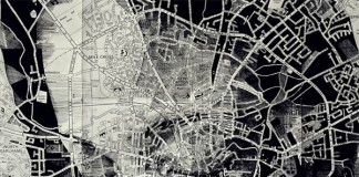 Ink on an original map of Norwich