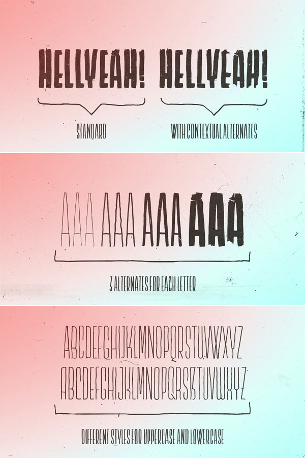 Lichtspielhaus Handmade - alternates and different styles for uppercase and lowercase letters.
