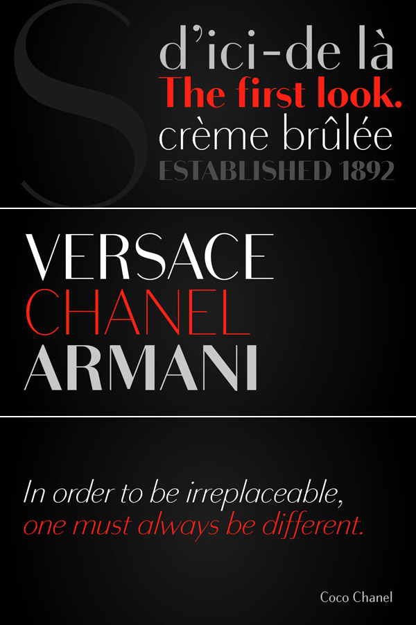 Bodoni Sans - the elegance of a serif font in a sans typeface.