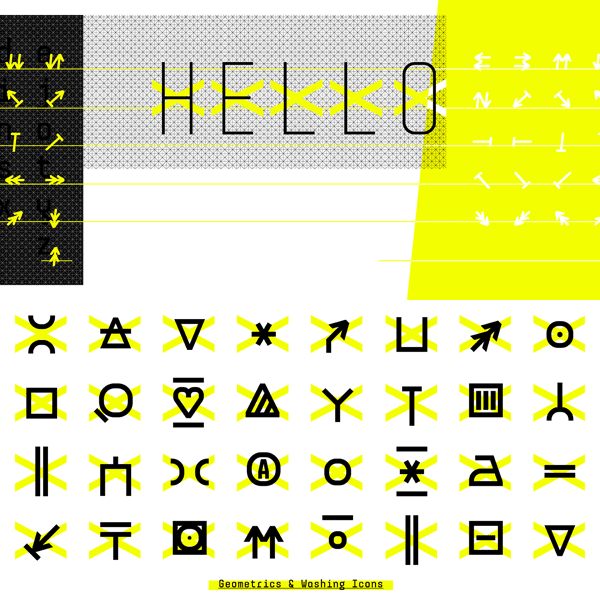 The font family includes numerous arrows and icons.