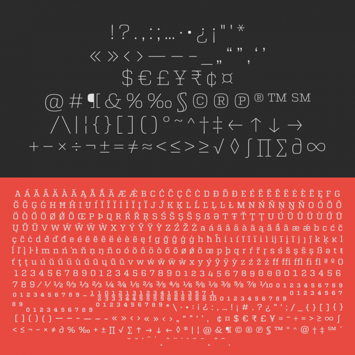 The extended character set supports multiple languages.