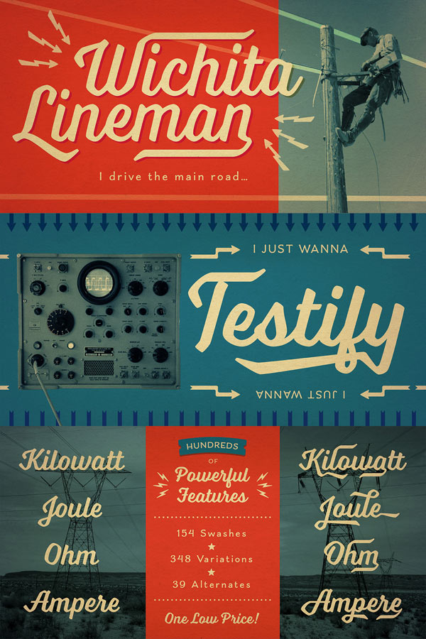 Vintage inspired retro script fonts.