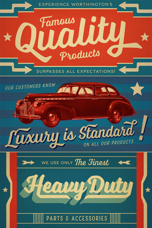 Retro lettering for signage and display use.