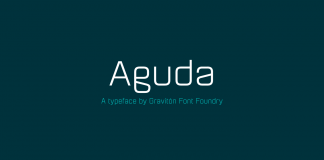 Aguda font family, a modular, geometric typeface from foundry Graviton.