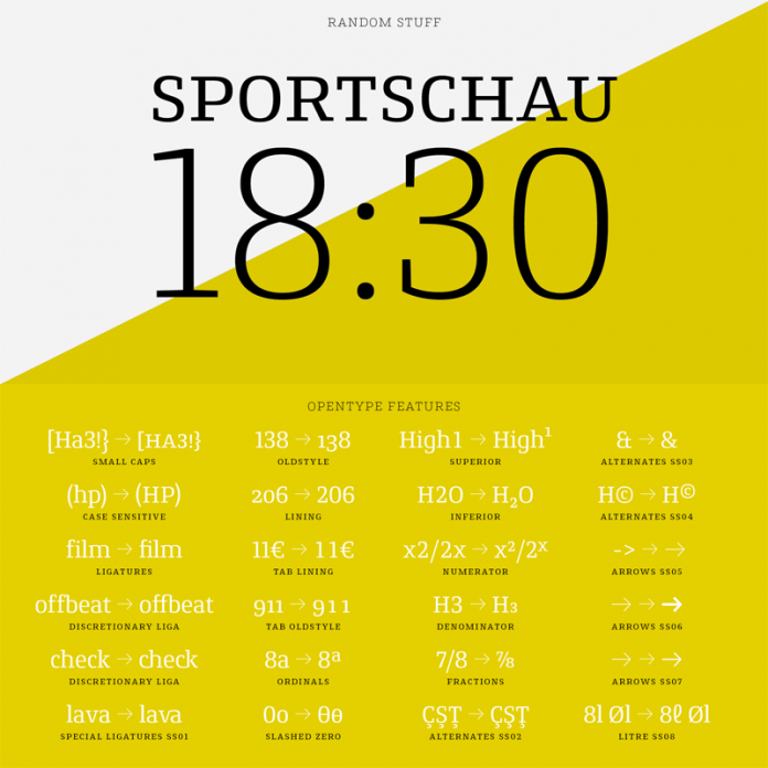 The type family comes with countless OpenType features.