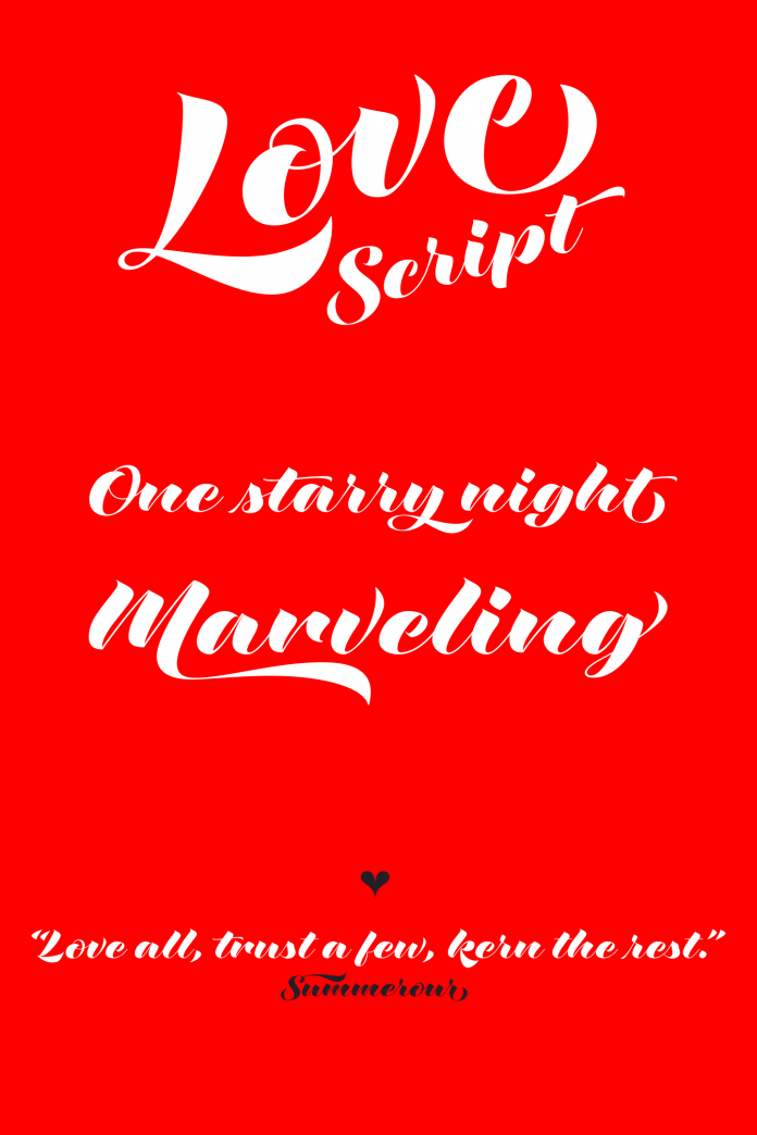 Love Script, a brush pen lettering style typeface by Neil Summerour of Positype.