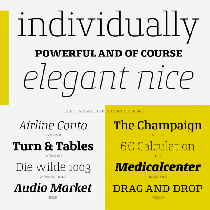 Eight weights for both text and display use.