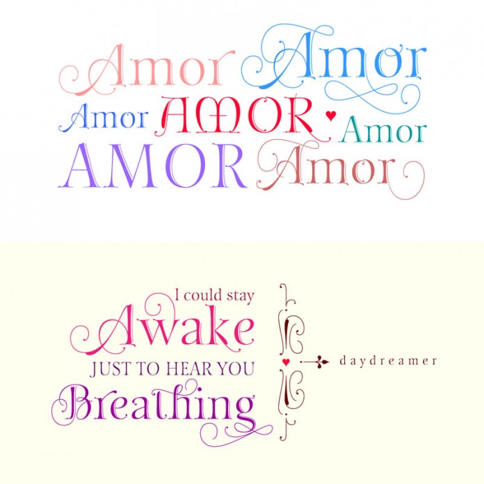 The Fantasy font family, a festive typeface.