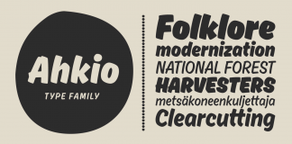 Ahkio typeface, a brushed disconnected script font family from Mika Melvas.